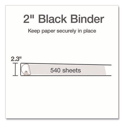 XtraLife ClearVue Non-Stick Slant-D Ring Binder, 3 Rings, 2" Capacity, 11 x 8.5, Black