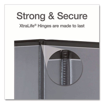 XtraLife ClearVue Non-Stick Slant-D Ring Binder, 3 Rings, 2" Capacity, 11 x 8.5, Black