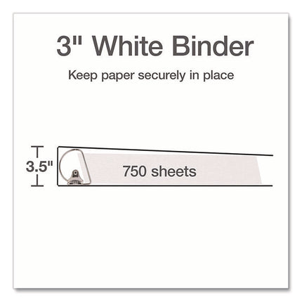 XtraLife ClearVue Non-Stick Slant-D Ring Binder, 3 Rings, 3" Capacity, 11 x 8.5, White