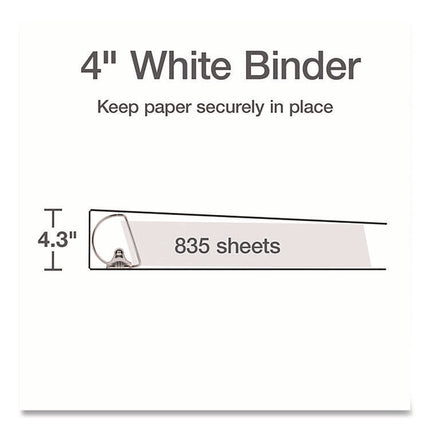XtraLife ClearVue Non-Stick Slant-D Ring Binder, 3 Rings, 4" Capacity, 11 x 8.5, White