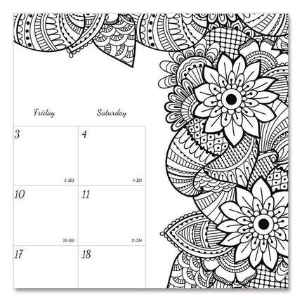 Monthly Desk Pad Calendar, DoodlePlan Coloring Pages, 22 x 17, Black Binding, Clear Corners, 12-Month (Jan to Dec): 2025