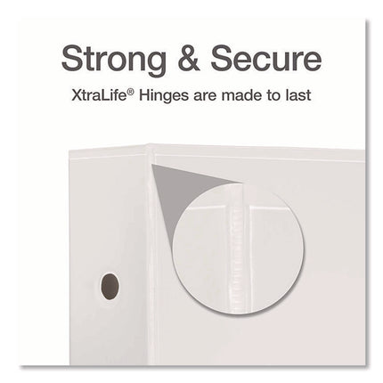 XtraLife ClearVue Non-Stick Slant-D Ring Binder, 3 Rings, 5" Capacity, 11 x 8.5, White