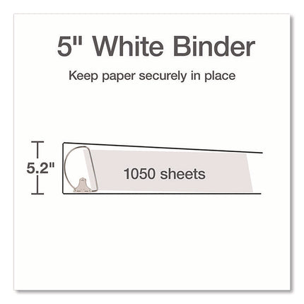 XtraLife ClearVue Non-Stick Slant-D Ring Binder, 3 Rings, 5" Capacity, 11 x 8.5, White