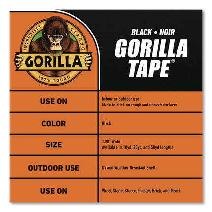 Gorilla Tape, 3" Core, 1.88" X 30 Yds, Black