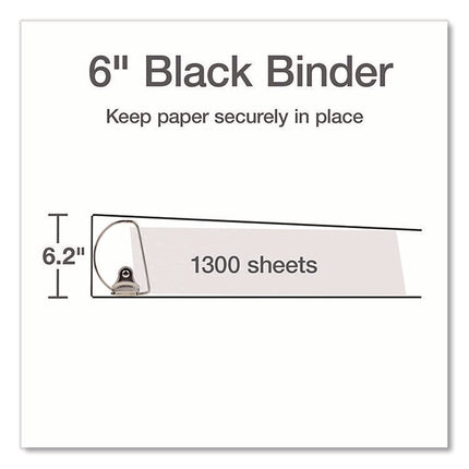 XtraLife ClearVue Non-Stick Slant-D Ring Binder, 3 Rings, 6" Capacity, 11 x 8.5, Black