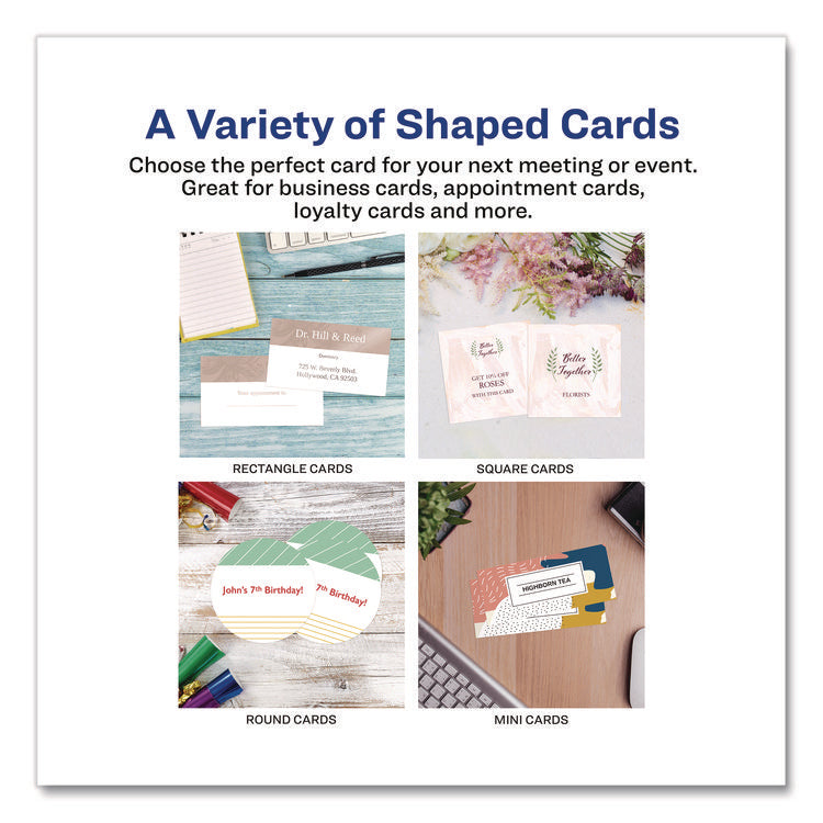 Print to the Edge Business Cards with Sure Feed Technology, 2 x 3.5, White, 160 Cards, 8/Sheet, 20 Sheets/Pack