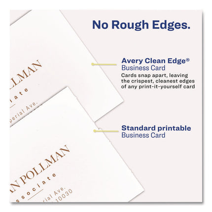 Print to the Edge Business Cards with Sure Feed Technology, 2 x 3.5, White, 160 Cards, 8/Sheet, 20 Sheets/Pack