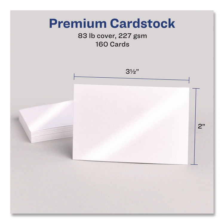 Print to the Edge Business Cards with Sure Feed Technology, 2 x 3.5, White, 160 Cards, 8/Sheet, 20 Sheets/Pack