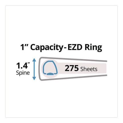 Durable View Binder with DuraHinge and EZD Rings, 3 Rings, 1" Capacity, 11 x 8.5, White, 12/Carton (9301)