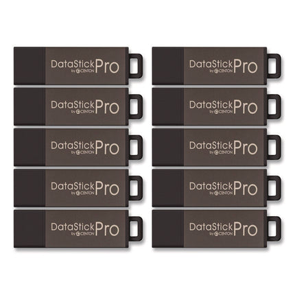 DataStick Pro USB 2.0 Type A Flash Drive, 8 GB, Gray, 10/Pack