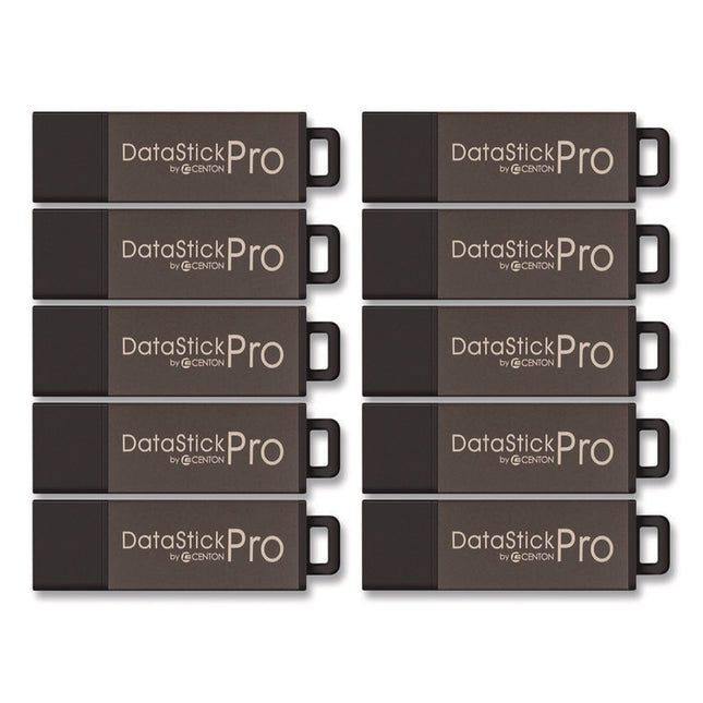 DataStick Pro USB 2.0 Type A Flash Drive, 8 GB, Gray, 10/Pack