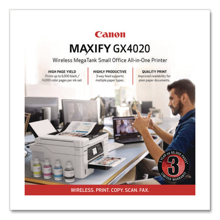 MegaTank MAXIFY GX4020 Wireless Color All-in-One Inkjet Printer, Copy, Fax, Print, Scan