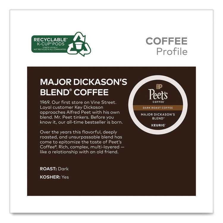 Major Dickason's Blend K-Cups, 0.44 oz, 88/Carton