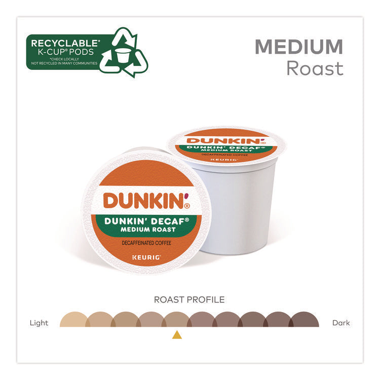 K-Cups, Dunkin' Decaf, 0.37 oz, 22/Box, 4 Boxes/Carton