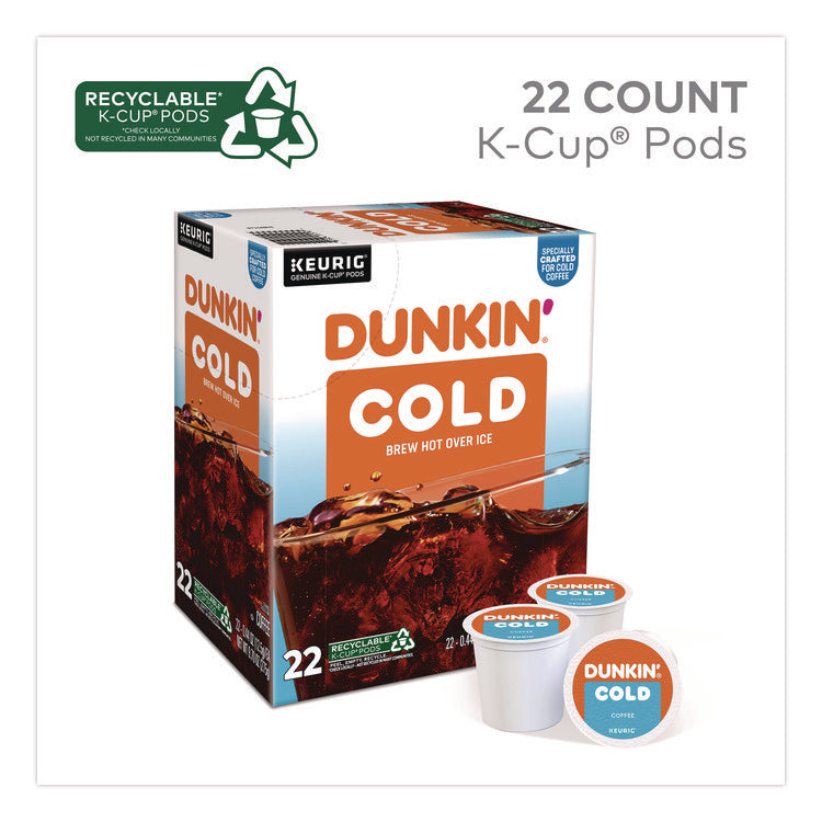 Cold Iced Coffee K-Cups, Regular, 0.44 oz, 22/Box