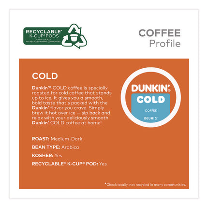 Cold Iced Coffee K-Cups, Regular, 0.44 oz, 22/Box