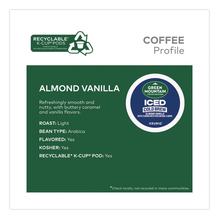Almond Vanilla Brew Over Ice Coffee K-Cups, 0.21 oz, 20/Box
