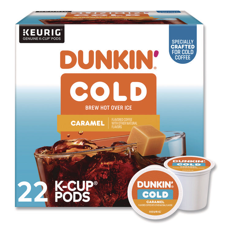 Cold Iced Coffee K-Cups, Caramel, 0.44 oz, 22/Box