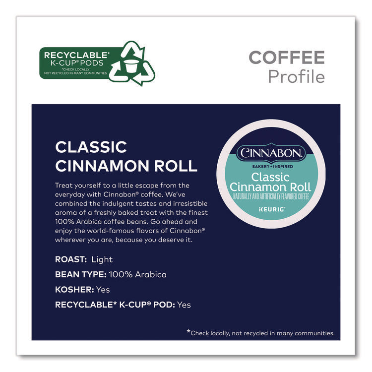 Classic Cinnamon Roll Coffee K-Cups, 0.33 oz, 48/Box