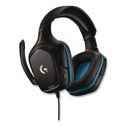 G432 7.1 Surround Sound Wired Gaming Binaural Over The Head Headset, Black/Blue