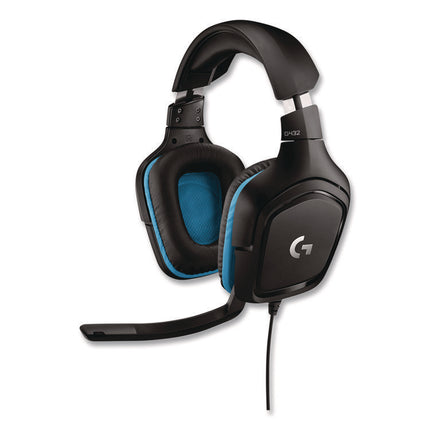 G432 7.1 Surround Sound Wired Gaming Binaural Over The Head Headset, Black/Blue