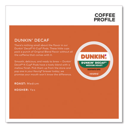K-CUP PODS, DUNKIN' DECAF, 44/BOX