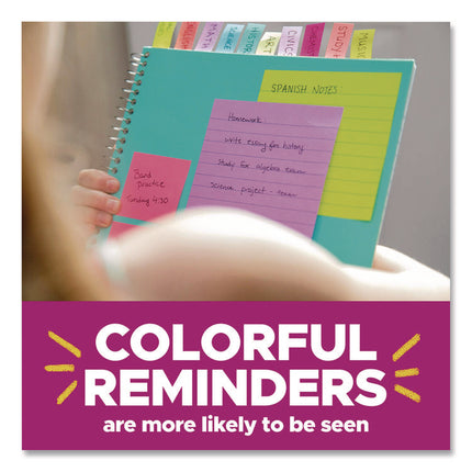 Super Sticky Note Pads in Playful Primary Colors, 3 x 3, Sunnyside, 90 Sheets/Pad, 5 Pads/Pack