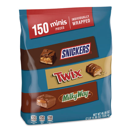 Minis Variety Pack, Assorted, 46.86 oz Bag, 150 Pieces