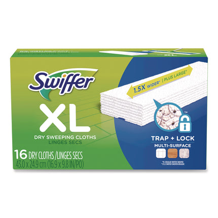 Sweeper XL Dry Refill Cloths, 16.9" x 9.8", White, 16/Box