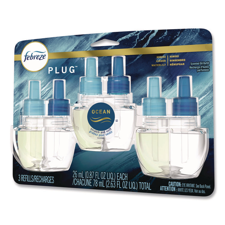 PLUG Air Freshener Refills, Ocean, 0.87 oz, 3/Pack