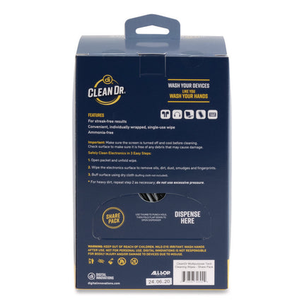 ScreenDr Multipurpose Tech Cleaning Wipes, 10-Ply, 7 x 4, Unscented, White, 200/Pack