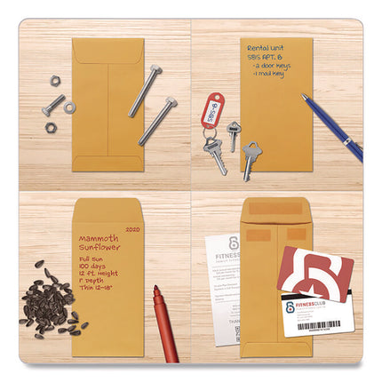 Redi-Seal Coin and Small Parts Envelope, #7, Cheese Blade Flap, Redi-Seal Adhesive Closure, 3.5 x 6.5, Kraft Brown, 500/Box