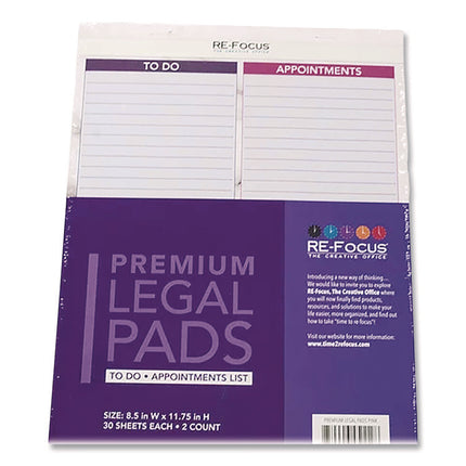 Premium Legal Pads To-Do/Appointment Lists, List Format, (30) Light Purple/Dark Purple/White Marble 8.5 x 11 Sheets, 2/Pack