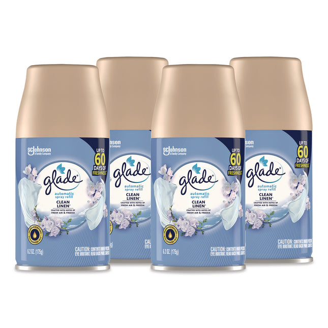 Automatic Air Freshener, Clean Linen, 6.2 oz Can, 4/Pack