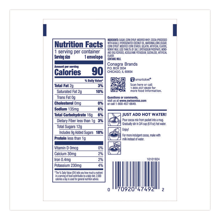 Marshmallow Hot Cocoa Mix, 0.73 oz Packet, 50/Box