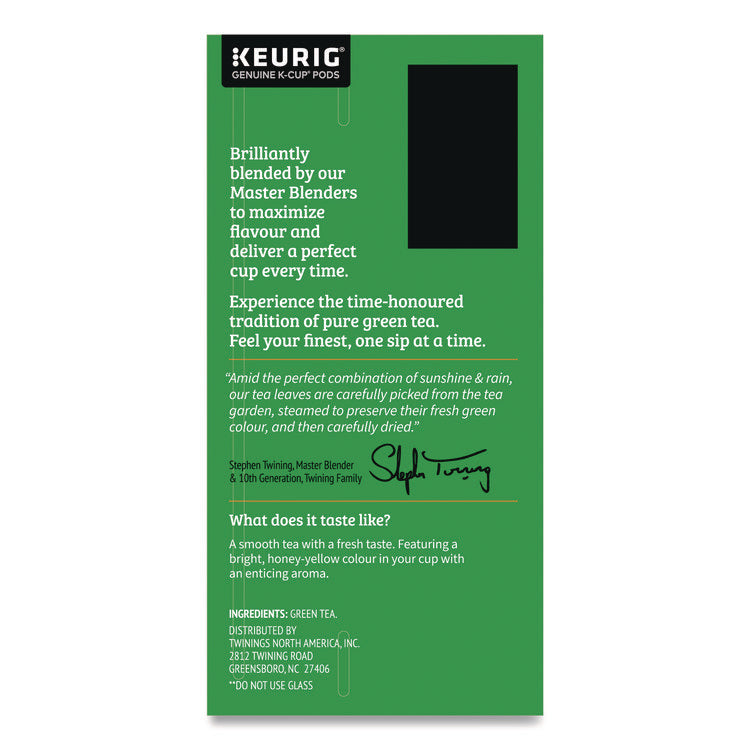 Tea K-Cups, Green Tea, 0.11 oz, 24/Box