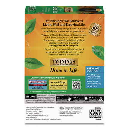 Tea K-Cups, Green Tea, 0.11 oz, 24/Box