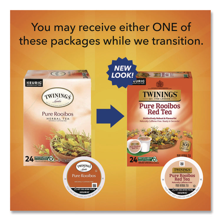 Tea K-Cups, Pure Rooibos Red Tea, 0.12 oz, 24/Box