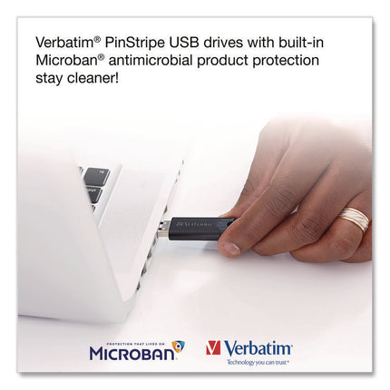 PinStripe USB 3.2 Flash Drive, 64 GB, Assorted Colors, 5/Pack