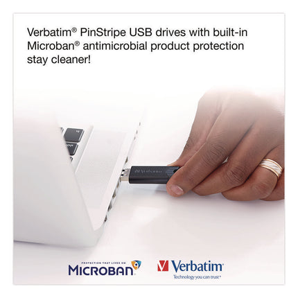 Pinstripe USB 3.2 Flash Drive, 32 GB, Black 10/Pack
