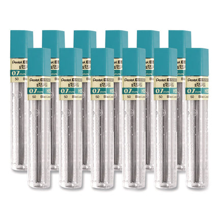 Super Hi-Polymer Lead Refills, 0.7 mm, HB, Black, 12 Leads/Tube, 12 Tubes/Box