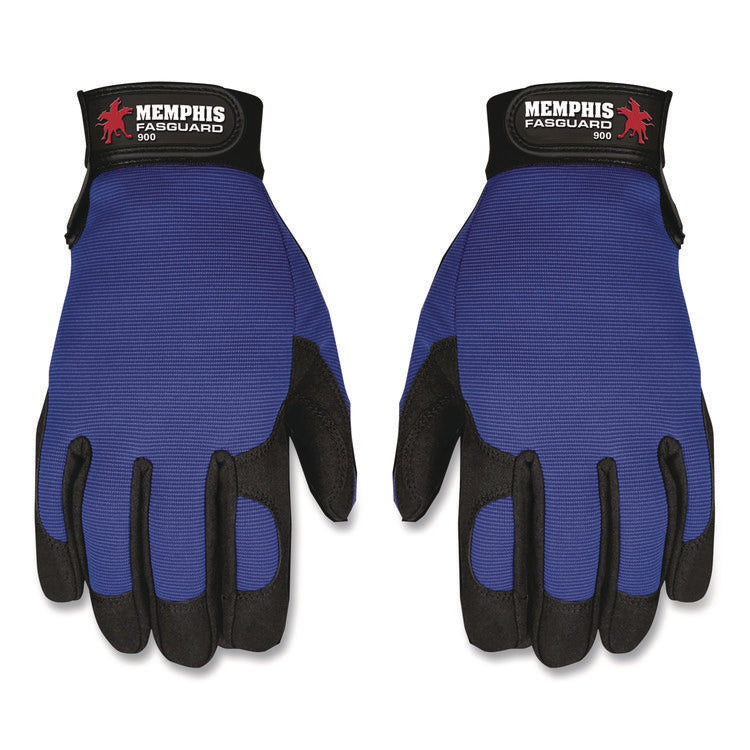 Memphis Gloves Fasguard Clarino Synthetic Leather Palm Multi-Task Gloves, Blue/Black, Large
