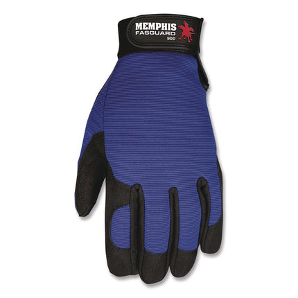 Memphis Gloves Fasguard Clarino Synthetic Leather Palm Multi-Task Gloves, Blue/Black, Large