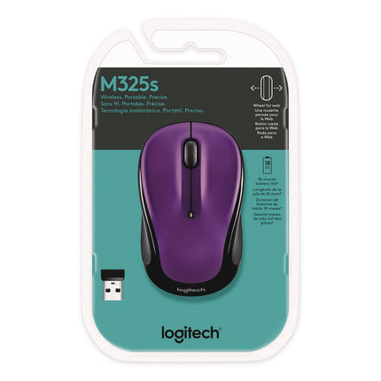 M325S Wireless Mouse, 2.4 GHz Frequency, 32.8 ft Wireless Range, Left/Right Hand Use, Violet