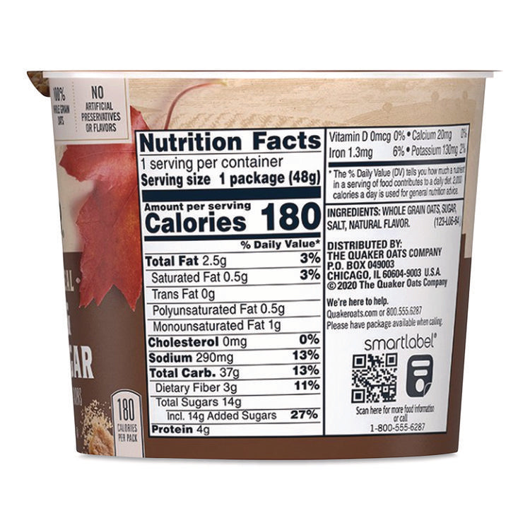 Instant Oatmeal, Maple Brown Sugar, 1.69 oz Packet, 24/Carton