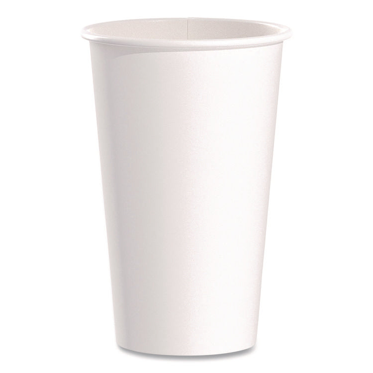 Paper Hot Cups, 16 oz, White, 50/Pack