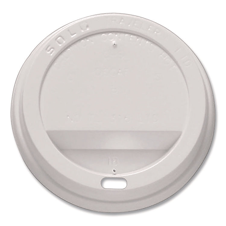 Traveler Hot Cup Lids, Fits 12 oz to 16 oz Hot Cups, Plastic, White, 100/Pack
