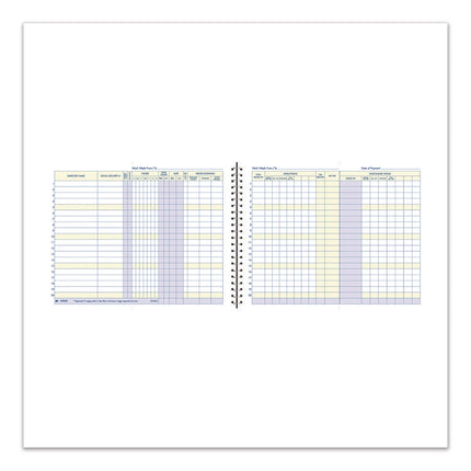 Weekly Payroll Record Book for 20 Employees, Two-Page Spread: 36 Columns, Royal Blue Cover, 8.5 x 11 Sheets, 56 Sheets/Book