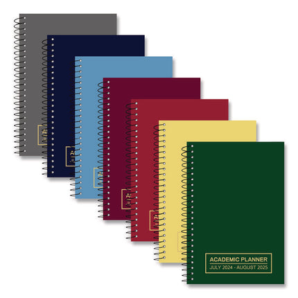 Wirebound Academic Weekly Planner, Assorted Cover Colors, 8 x 5.5, 14-Month (July - August) 2023-2024, 28/Carton