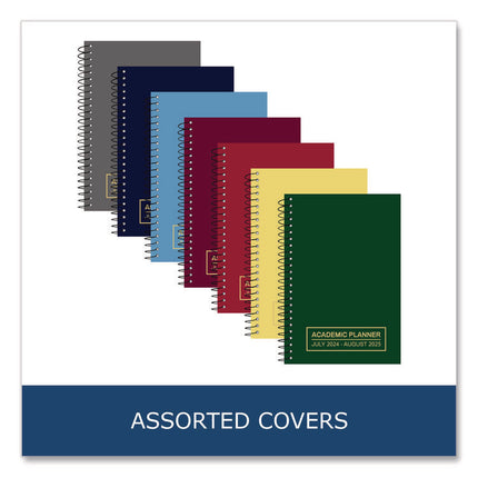 Wirebound Academic Weekly Planner, Assorted Cover Colors, 8 x 5.5, 14-Month (July - August) 2023-2024, 28/Carton